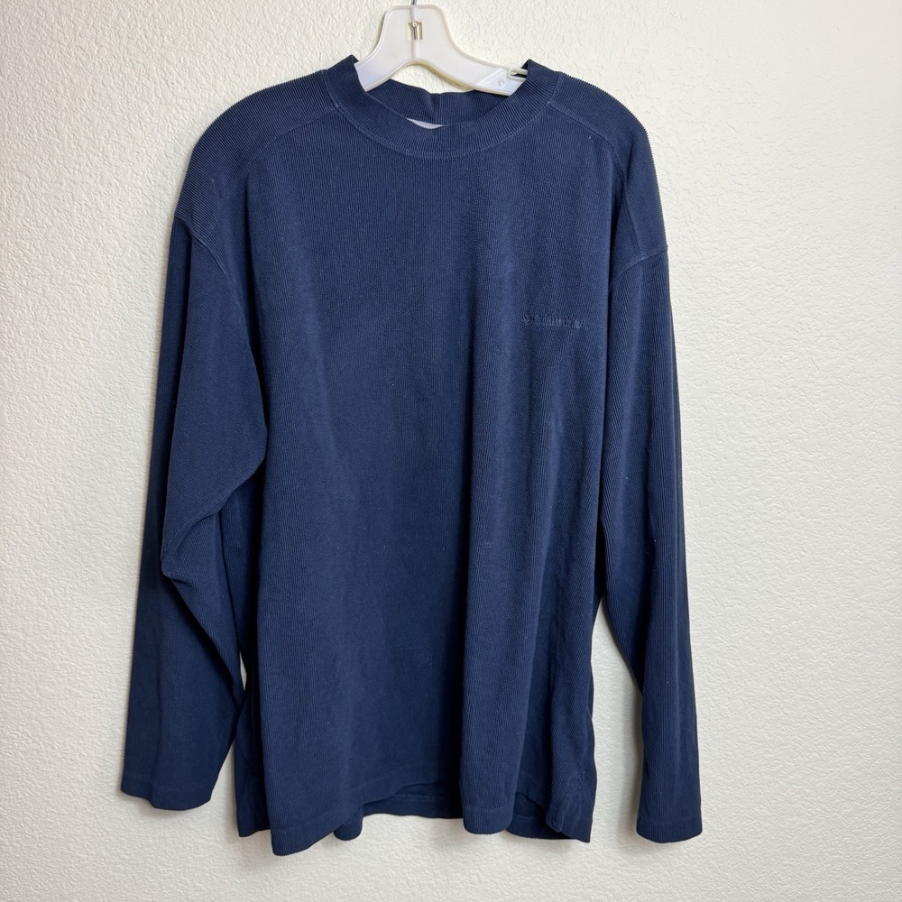 Columbia Fleece Crewneck Sweater Mens XL Navy Blue Long Sleeve Pullover Gorpcore